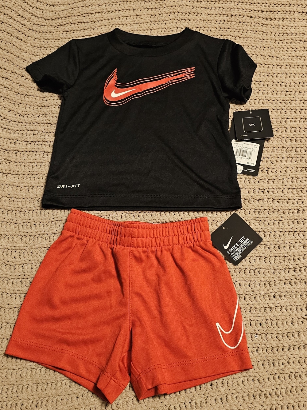 Nike Black Tee & Red Shorts Dri-FIT Athletic Set